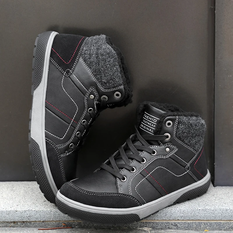 

Winter Men Snow Boots Snow Boots Warm with Fur Short Plush Non-slip Male Ankle Boots Waterproof Work Shoes Men Motorcycle Boots