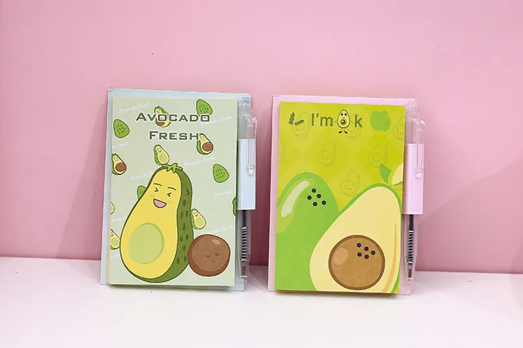 Kawaii авокадо блокнот с шариковой ручкой Блокнот Дневник Книга упражнений Escolar Papelaria школьные офисные принадлежности