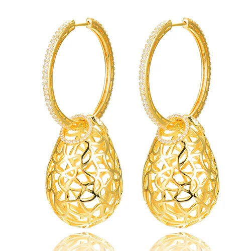 Gold Sisathy модные ювелирные изделия роскошные свадебные вечерние серьги трендовые большие шаровые Висячие серьги для женщин аксессуары - Окраска металла: Gold