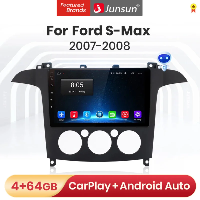 Автомагнитола Junsun V1 Pro мультимедийный плеер на Android 10 с голосовым управлением GPS