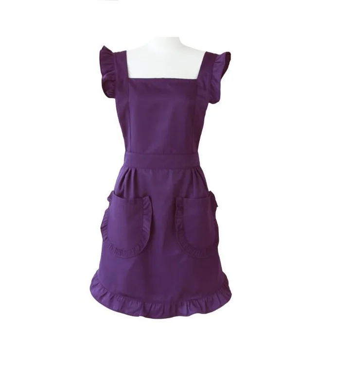 A style- purple Супер Размер Ретро Регулируемый хлопок кухня женские фартуки цветочный магазин халат Пользовательский логотип приготовления выпечки Чистка костюм горничной - Цвет: A style- purple