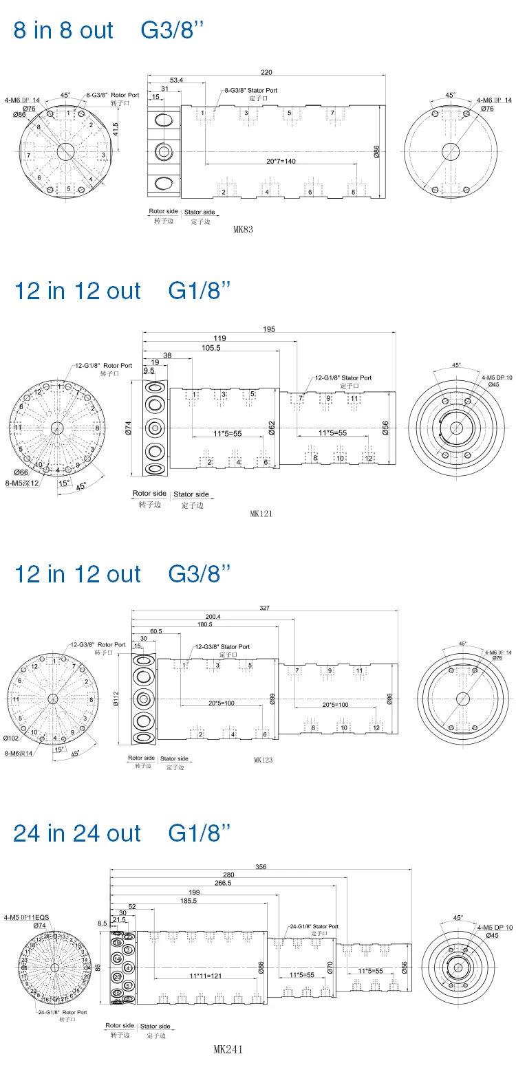 MK последовательный Вращающийся шарнир с G1/2 "/3/8" кольцо пневмоклинья