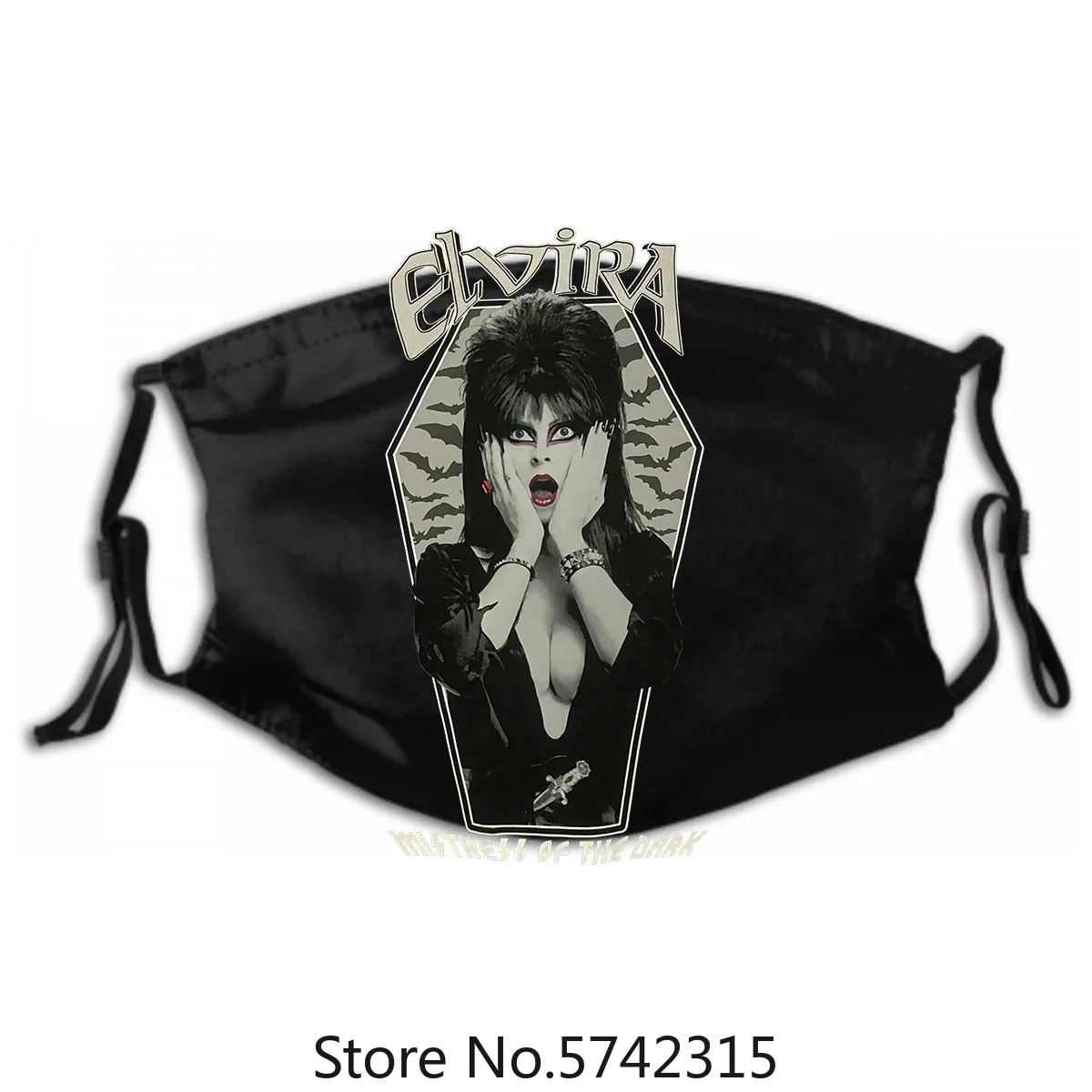 

Gothic Mask Mtebc Washable Reusable Mask with PM2.5 Filters 5 Layers Kreepsville 666 Elvira Bats Coffin Mistress Of Dark Horror