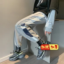 UYUK зима стиль с флисом и толстым бампером пряжа-окрашенный пояс Свободный шнурок мужские спортивные брюки Neuter нижнее белье Hombre