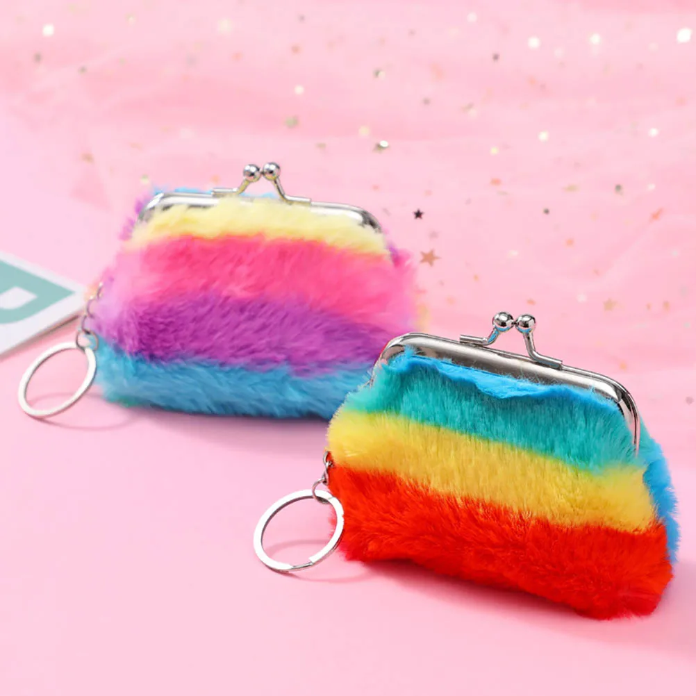 Colorful Plush Coin Purse Cute Mini Plush Coin Bag Pocket Wallets Girl Clutch Bag Key Earphone Organizer Pouch Kids Gift
