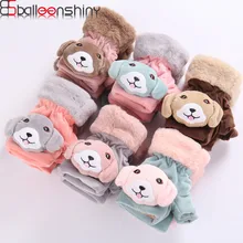 BalleenShiny детские зимние перчатки симпатичная мультяшная собака митенки без пальцев для детей мальчиков и девочек мягкие пушистые теплые перчатки зимние