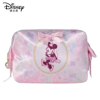 

Disney Minnie Cosmetic Bag Women Bag Girl Student Travel Convenient Storage Bag Wash Bag Waterproof Makeup Bag Bow Toiletry Bag