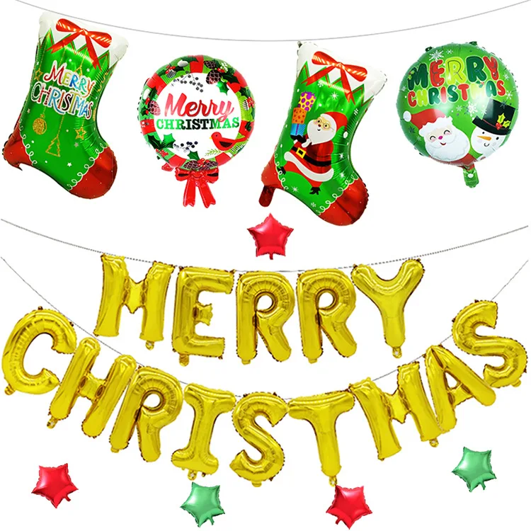 Рождество стиль Рождественские носки гирлянда Алюминий пленки воздушный шар 16-дюймовый шпилька рождественские яркие, золото, розовое золото, красная и зеленая Lette