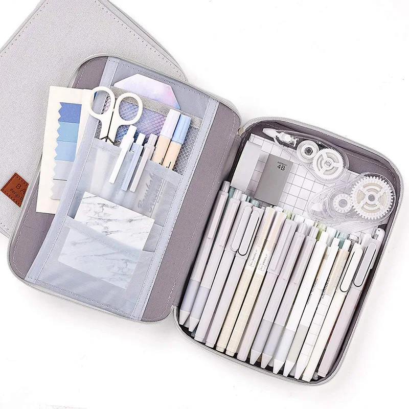 

Pencil Case Simple Large Capacity Pencilcase Pen Case Supplies Canvas Pencil Bag School Box School Pencils Pouch Stationery 10