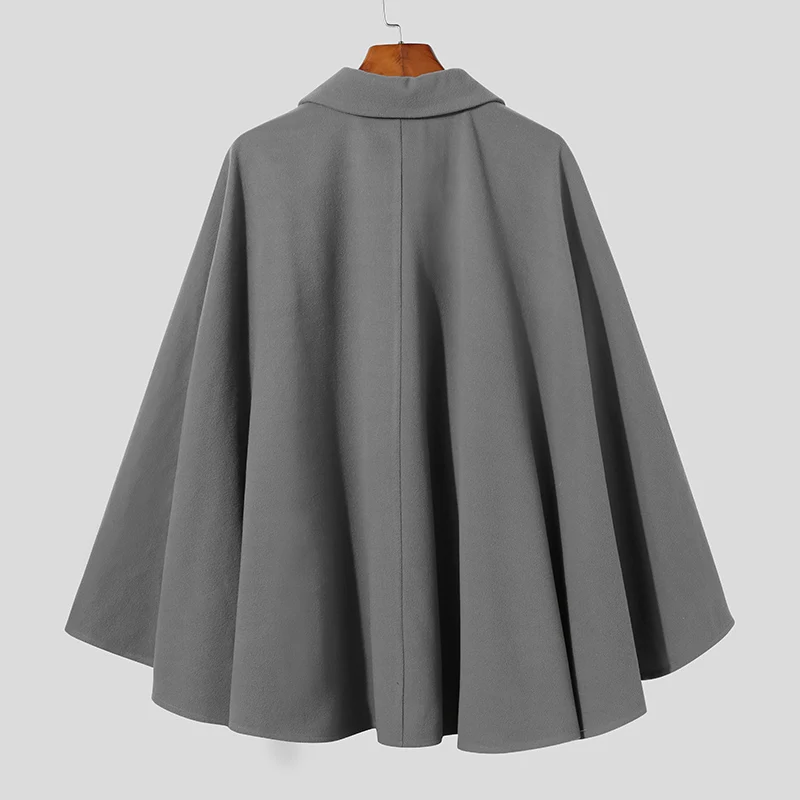 INCERUN Fashionable Ponchos New Men's Autumn Winter Casual Sleeveless Cloak Male Loose Comfortable Buttons Cape Coat S-5XL 2021
