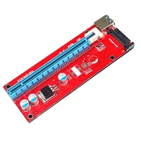 pci express riser card USB3.0 PCI-E PCI Express 1X ל 16X Riser Card מתאם, כרייה מוקדש כבל מאריך כרטיס מסך עם חריץ כוח SATA קוני (2)
