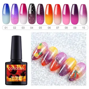 

COSCELIA Soak Off 10 Colors UV Gel Temperature Change Color Gel Varnish Semi Permanent UV Gel Nail Polish For Gel Polish