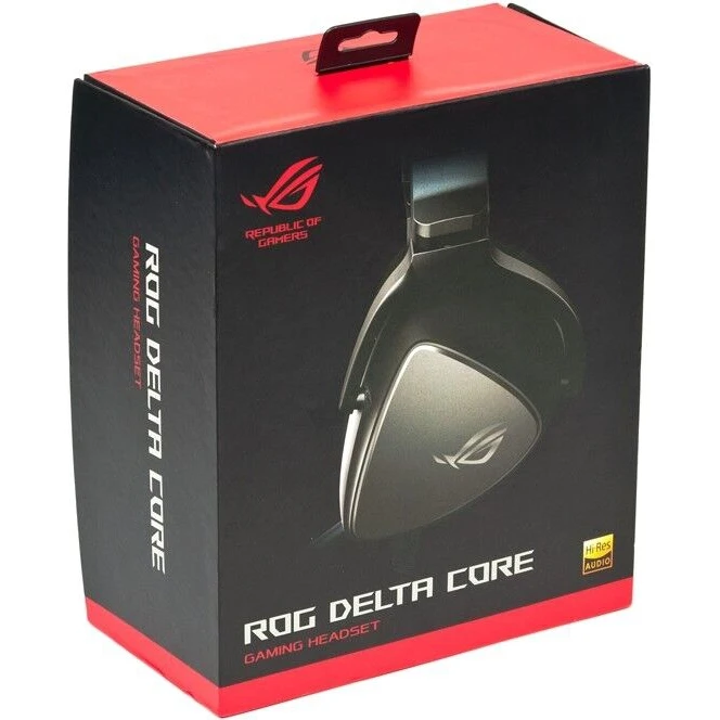 Гарнитура ASUS ROG Delta Core проводная, стерео, 20- 40000 Гц, 32 Ом, 100- 10000 Гц,-40 дБ, 2х jack 3.5 мм, черный/серый