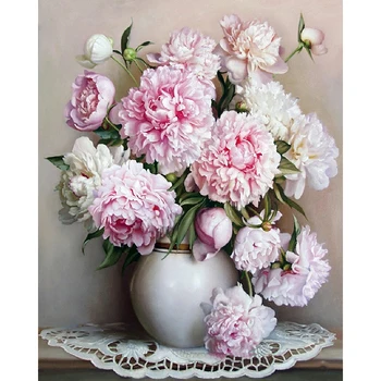 

Peony Hand Made Paint High Quality Canvas Beautiful Painting By Numbers Surprise Gift Great Accomplishment