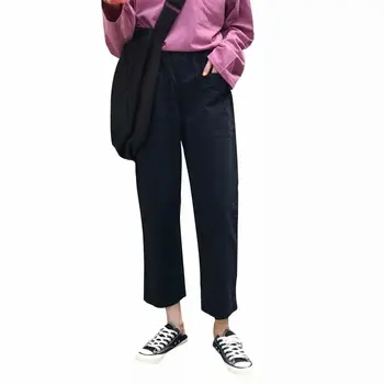 

2019 Autumn and Winter New Casual Pants Women's Loose Boyfriend Straight Hanging Wide Leg Cargo Pants Plus Size
