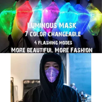 

LED Flashing Mask 7 Colors Luminous Light for Men Women Rave Mask Music Party Christmas Halloween Light Up Mask #C