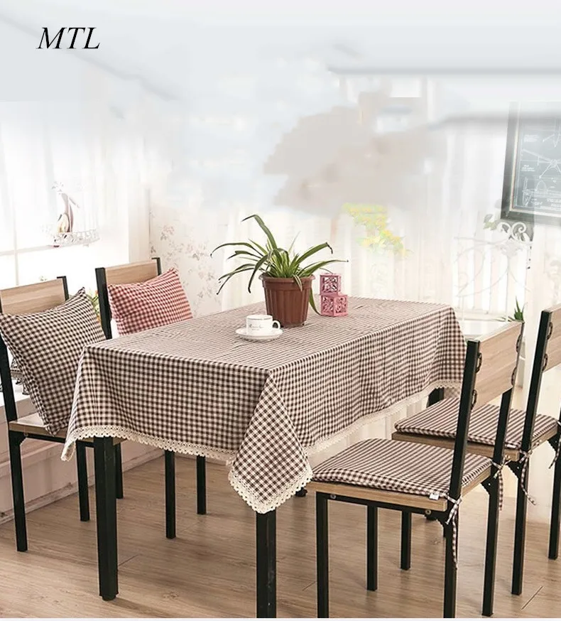 

MTL cotton linen Rectangle plaid Table Cover Picnic Korean style Pastoral Tablecloth table cloth for home Restaurant Dining Room