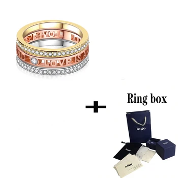 

SWA 2019 New ADMIRATION Love Flowing Stacking Ring Shiny Three-in-one Romantic Charm Women Jewelry Fashion Wedding Ring