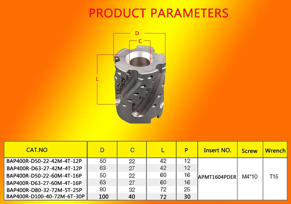 BAP400R 50/63/80/100 мм кукурузы фрезерная плита для резака Вертикальная режущая головка для APMT1604 высокой мощности для резки грубый Фрезерный резак бар