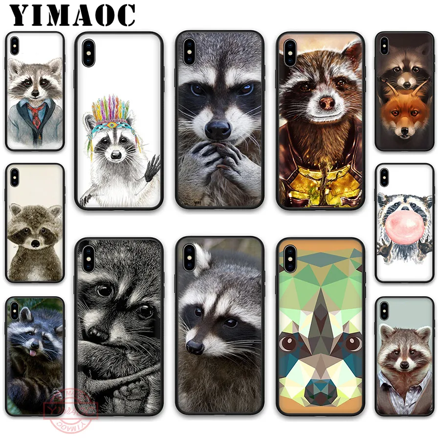 Мягкий силиконовый чехол YIMAOC с геометрическим рисунком енота зоопарка для Apple