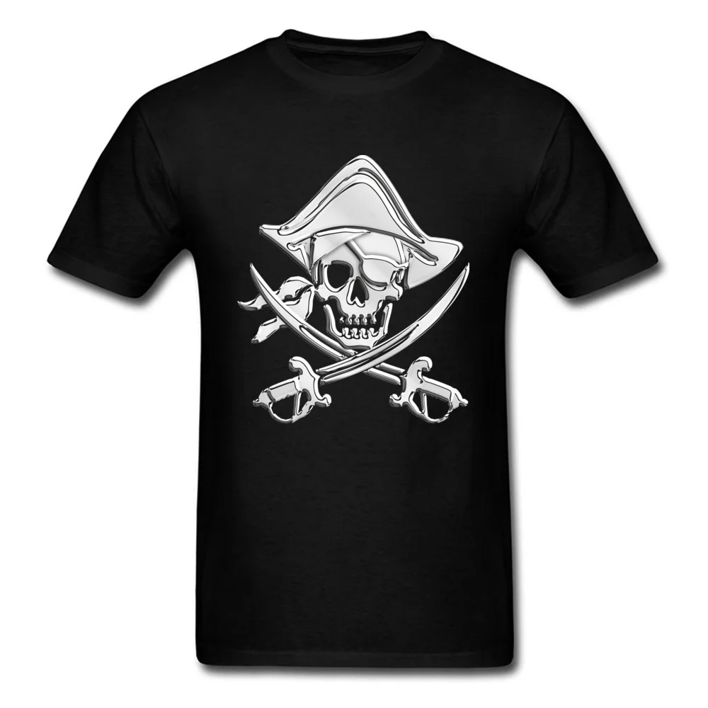 Custom Chrome Like Pirate Crossbones Man Top T-shirts Newest Summer/Autumn Tops & Tees Round Neck 100% Cotton Fabric Tee Shirt Chrome Like Pirate Crossbones black
