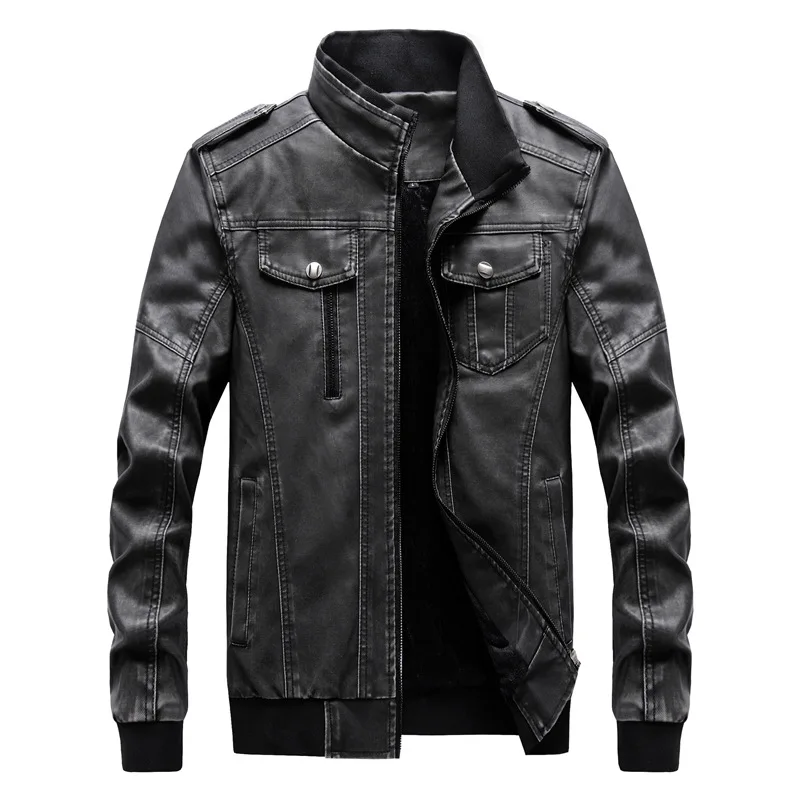 PU Military Jacket Men Casual Winter Autumn Army Fitness Leather Coats Bomber Anti-Leather Jackets jaqueta de couro masculina