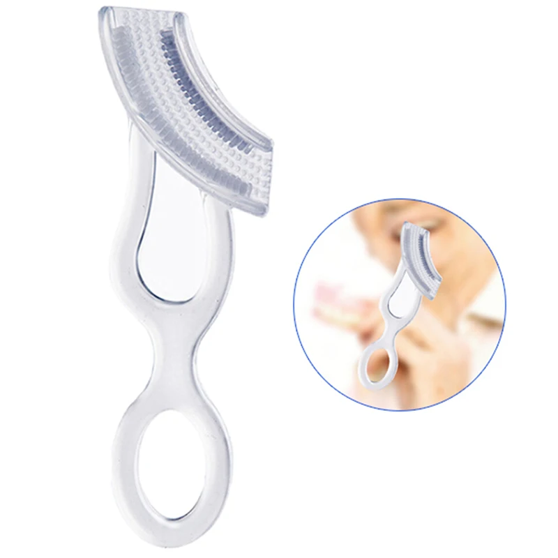 Relieve Gingival Atrophy Clear Denture Oral Care Soft Medical Silicone Adults Gum Massager Brush Toothbrush Mouth Cleaning Tool