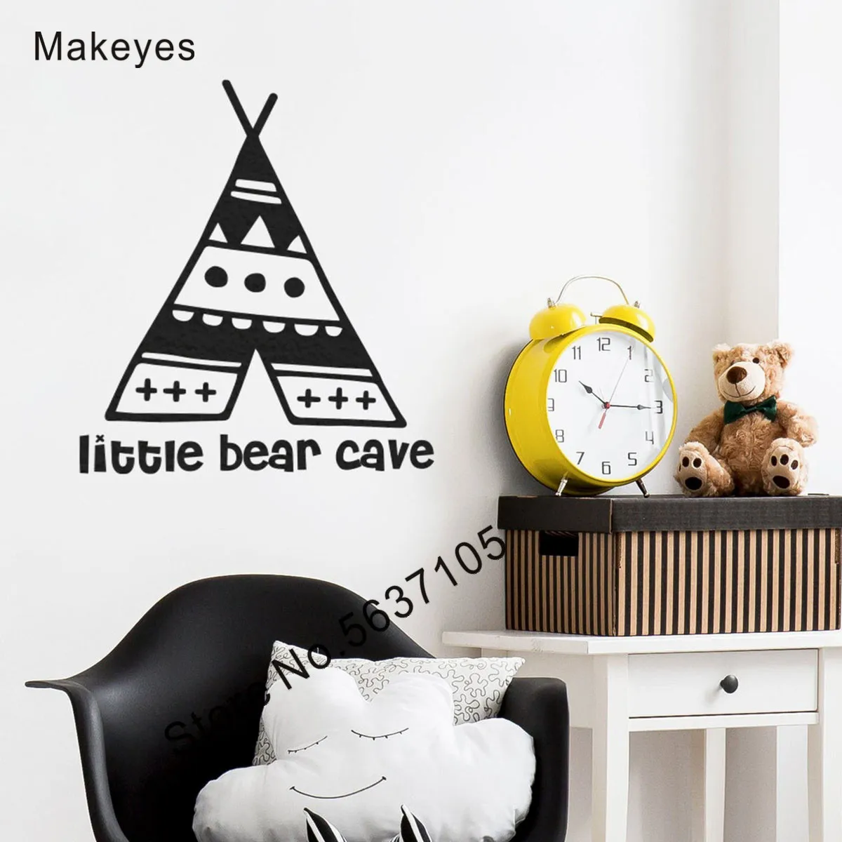 Makeyes Little Bear Cave Wall Sticker Cute Kids Bedroom Wall Decor Baby Boy Adesivi Murali Design In Vinile Bambini Nursery Decal Q765