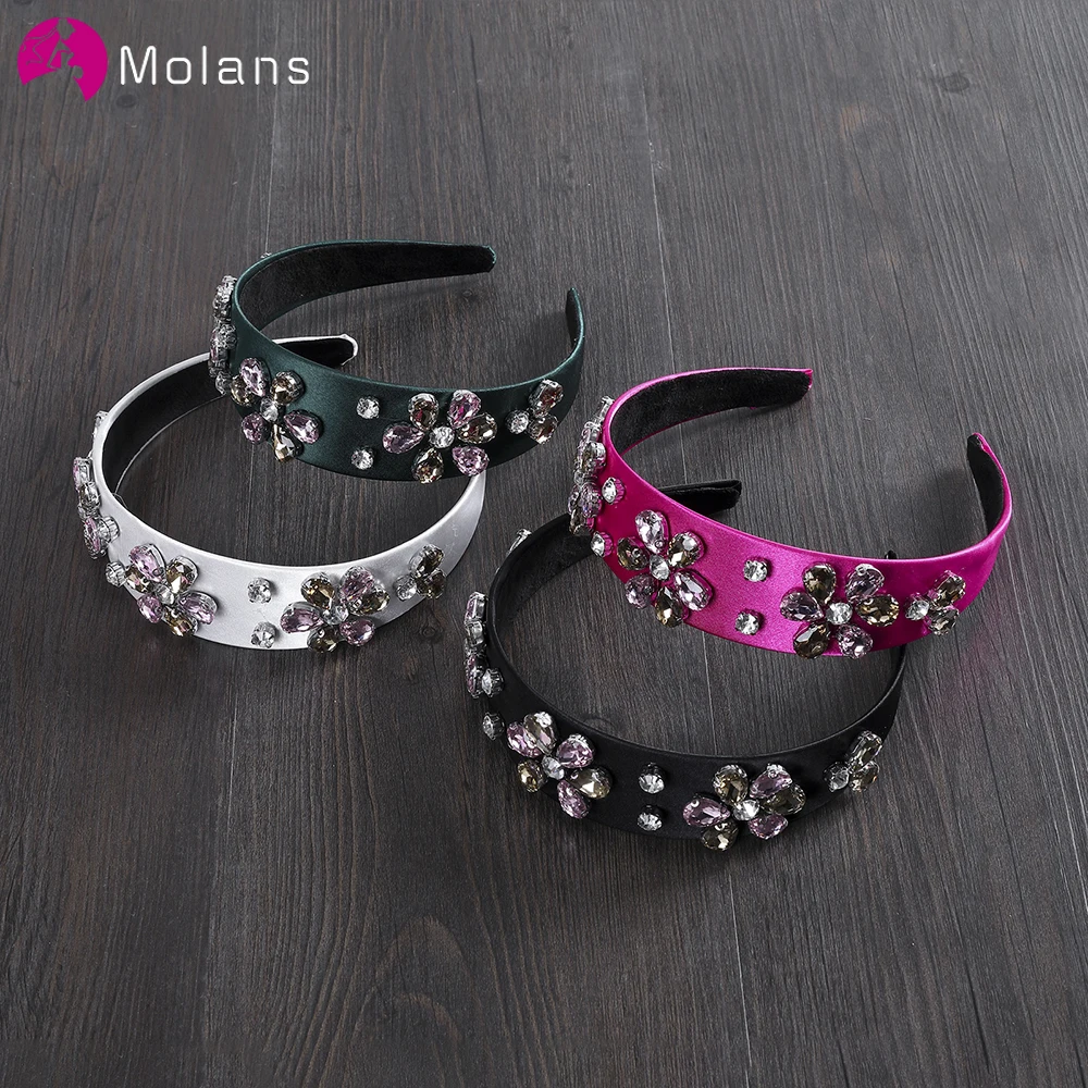 

MOLANS European Baropue Style Headband Muti-Color Crystal Flower Bridal Hairband Hair Hoop Wide-edged Hair Accessories