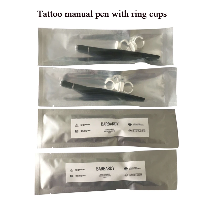 

Tattoo Supply Permanent Makeup Manual Pen with Ring Ink Cups for 3d Embroidery Eyebrow Lip Body Art Microblading Accessories