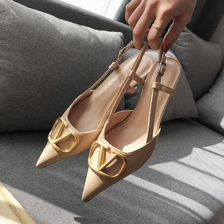

Big Brand Mold Hot Selling V Fastener Kitten Heels 2020 Spring And Summer Closed-toe Pointed-Toe-Style WOMEN'S Shoes Sandals Wom