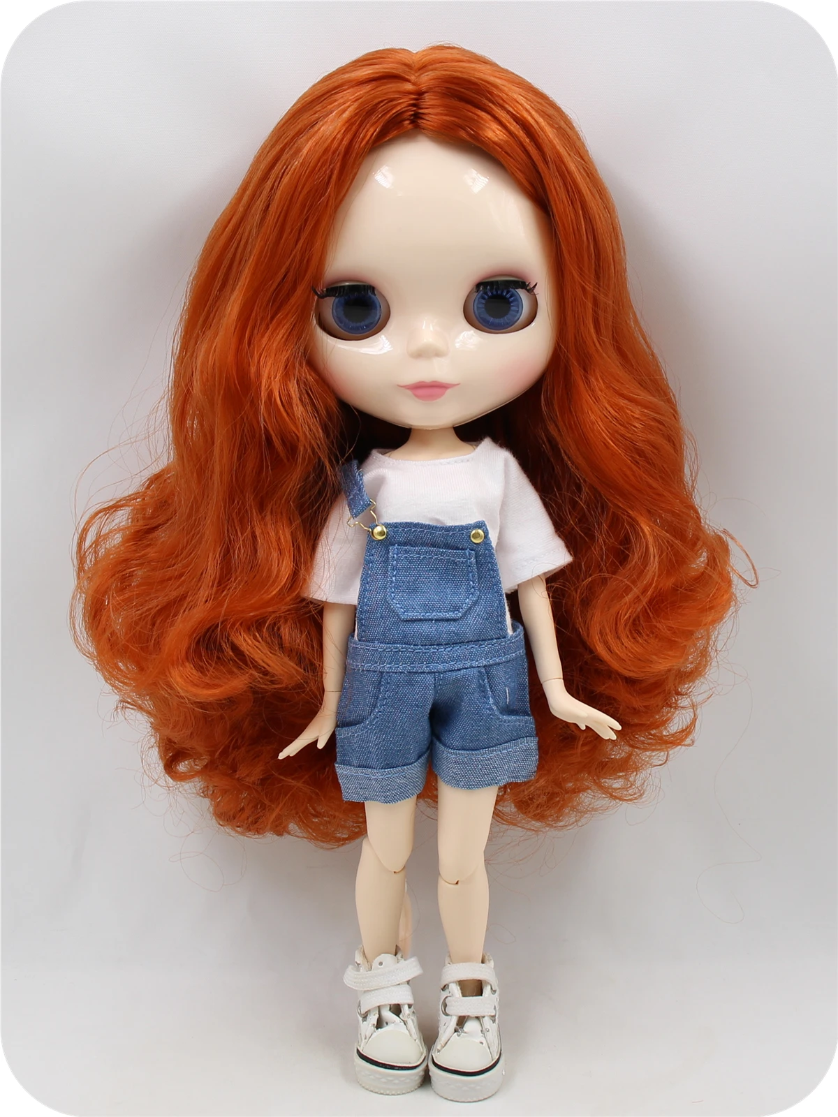 Neo Blythe Doll with Ginger Hair, White Skin, Shiny Face & Jointed Body 1