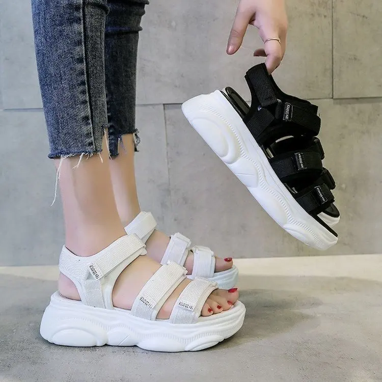 

2020New Net Red Bear Sandals Women Sandalias Summer Students Flat Platform Shoes Hook and Loop All-match Sneakers Femmes Sandals