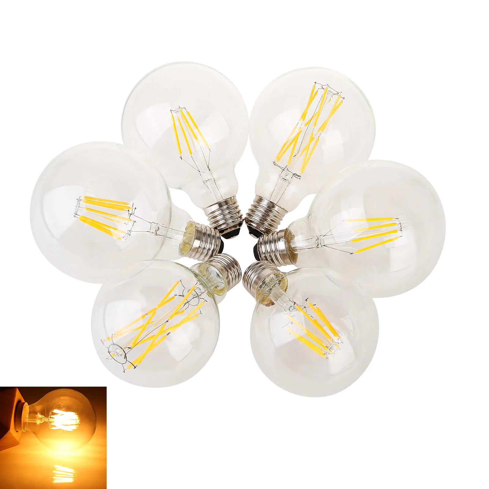 

Vintage LED Filament Light Bulb E27 Edison Retro G80 G95 AC 220V 8W 12W Warm White 2700K Lamp For Home Bar Decoration Lighting
