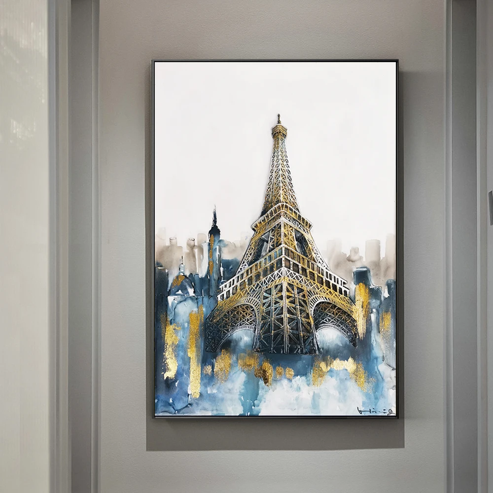 Waliicorners Abstract Paris Tower Oil Paintings Print On Canvas Art Posters And Prints Paris View Landscape Wall Pictures For Living Room 18 PC 11180------