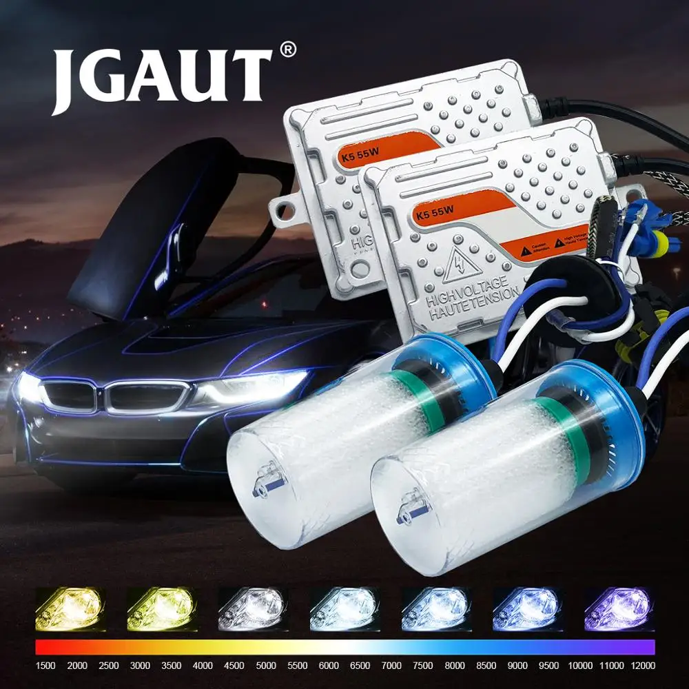 JGAUT HID Xenon комплект AC 55 Вт Автомобильные фары быстрый старт H1 H4 H7 H3 9012 H11 9005 9006 балласт лампы 3000 К 4300 К 5500 к 6000 К 8000 К к
