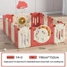 190x152cm Parque para bebés ambiental Aro de baloncesto antideslizante Puede morder la valla protectora de seguridad para niños para niños de 6 ~ 36 meses