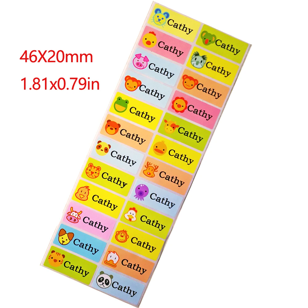 

Custom Girl Boy Hebrew Name Stickers Cute Cartoon Pattern Personal Waterproof Tags Scrapbook School Stationery Labels Paper T05