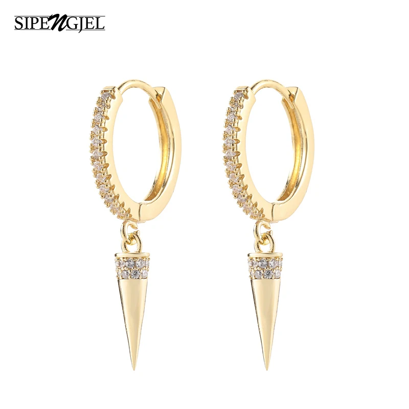 Spike-Earrings Cubic-Zircon Geometric Gold Silver-Color Fashion Women Small SIPENGJEL