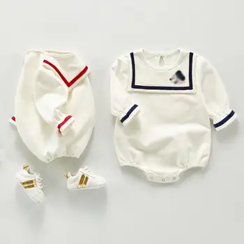 

Autumn Baby Boys Clothes Baby Bodysuit Salior Collar Long Sleeve Toddler Girls Bodysuit Infant Boy Jumpsuit