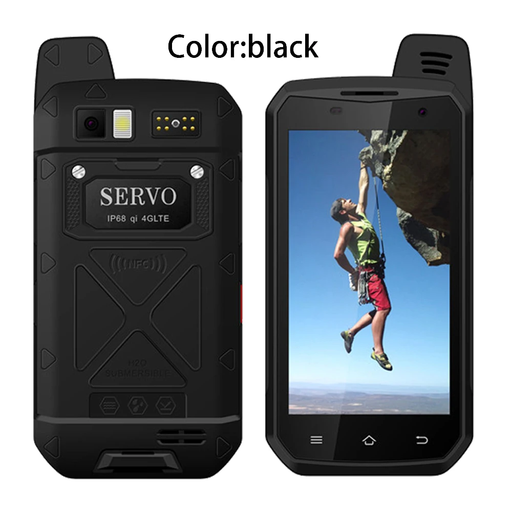 SERVO смартфон 4," MTK6755 Восьмиядерный rom 64 Гб 4G LTE 13 МП 5000 мАч поддержка мобильного телефона Беспроводная рация IP68 - Цвет: Black