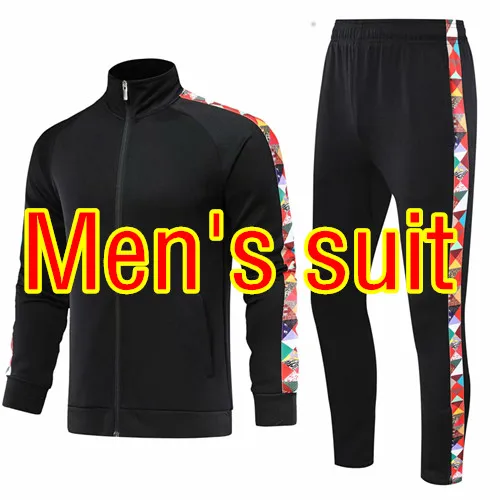 Женские и мужские куртки для бега, брюки, набор, молодежный футбольный костюм, свитер для бега, спортивный комплект, длинный футбольный тренировочный костюм, командная форма - Цвет: Men black suit