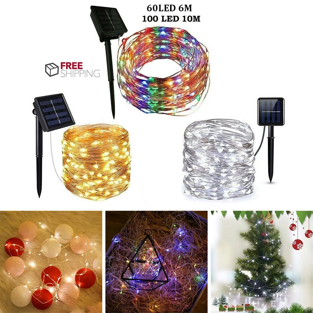 LED Outdoor Solar Lamp String Lights 60/100 LEDs Fairy Holiday Christmas Party Garland Solar Garden Waterproof 6m 10m Decor outside fairy lights