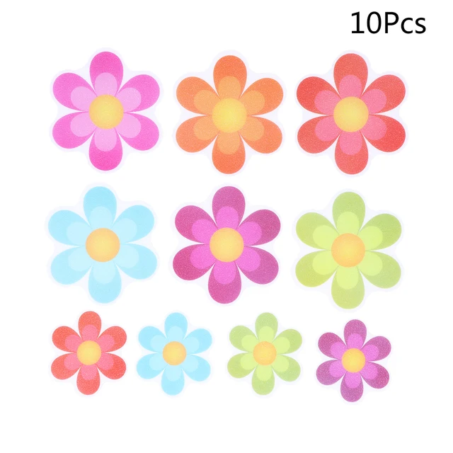 Non Slip Bathtub Stickers, Adhesive Decals With Bright Colors, Daisy Bath Treads And Antislip