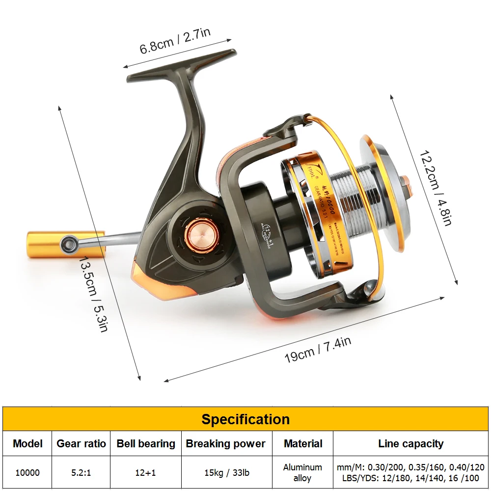 

New High Powerd 15KG Max Drag Spinning Reel 13 BBs 5.2:1 Spinning Fishing Reel Left/Right Interchangeable Boat Sea Fishing Reels