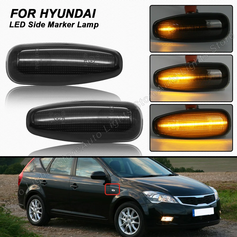 

For Hyundai i30 Azera Elantra Avante Kia Pro cee'd Rio III Hatchback Saloon Dynamic LED Side Marker Light Turn Signal Lamp