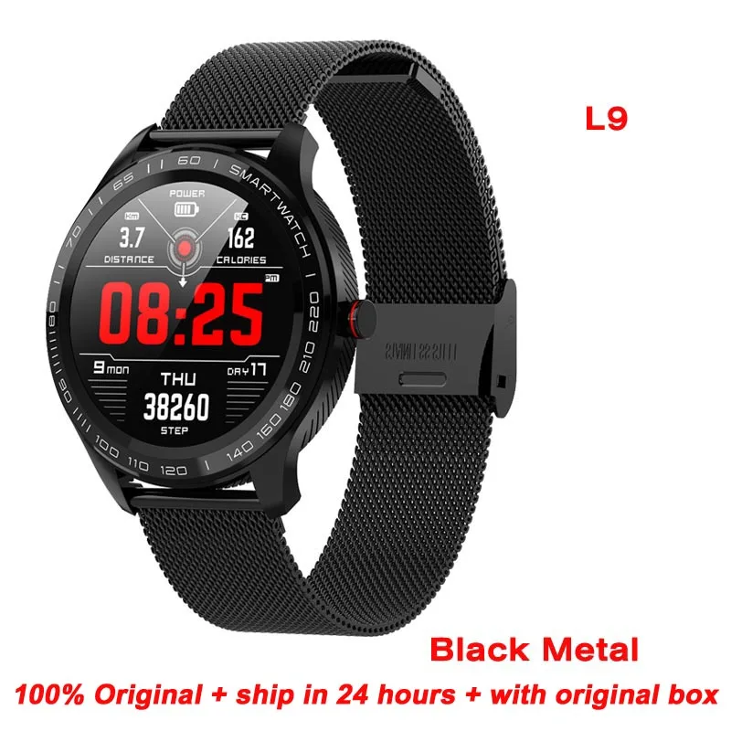 metal black L9 Смарт-часы для мужчин ЭКГ+ PPG сердечный ритм кровяное давление кислородный монитор IP68 Водонепроницаемый Bluetooth Smartwatch VS L5 L7 L8 - Цвет: metal black