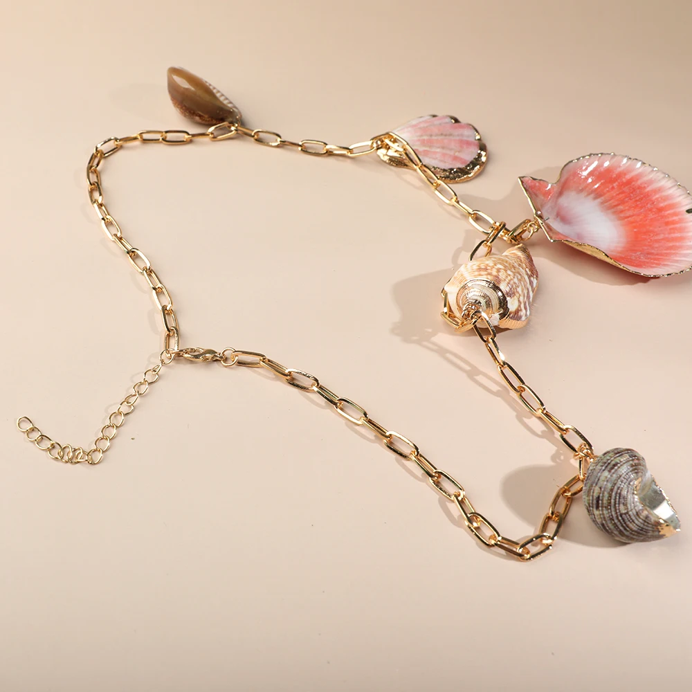 ZA Бохо ракушка Ожерелье Золотая оболочка цепь ожерелье женское Seashell ожерелье ювелирные изделия богемные