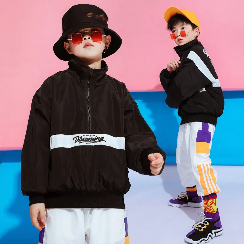 Children's Street Dance Wear Suit Loose Jacket+Pants 2 Piece Set Kids Girls Boys Hip Hop Costumes for Stage Performance 4-18T (7)