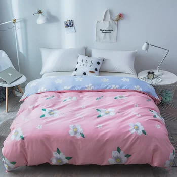 

2020 New Spring Floral Printed Pink Duvet Cover 100% Cotton Material Quilt Cover with Zipper Twin Full Queen King Size 1 Piece